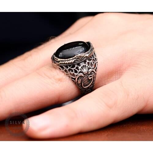 Original Sterling 925 Silver Mens ring With Onyx Stone . Mens Jewelry All Sizes Are Available