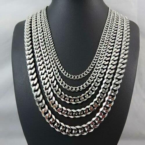 Men necklace chian on neck chain for men neck chain 2020 color jewelry on the neck gold stainless steel cuban link chain male