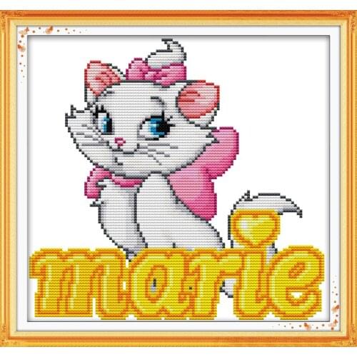 Pink cat(5) cross stitch kit cartoon 14ct 11ct count print canvas stitches embroidery DIY handmade needlework plus