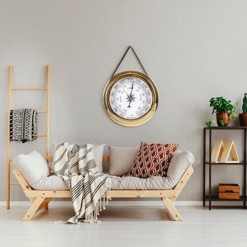 145mm Wall Mounted Thermometer Hygrometer Barometer Watch Tidal Clock Weather Station Copper Shell Indoor Outdoor