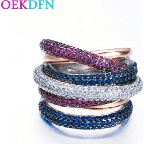 OEKDFN Luxury 100% 925 Sterling Silver Ring Ruby Sapphire Gemstone Wedding Engagement Diamonds Party Rings Women Fine Jewelry