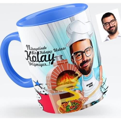 Personalized Mr Kebab shops Master Caricature Of Blue Mug cup-1