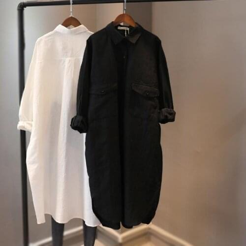 Dresses for Women 2021 New Spring Loose Mid-Length Long Sleeve Shirt for Women Vestido De Mujer