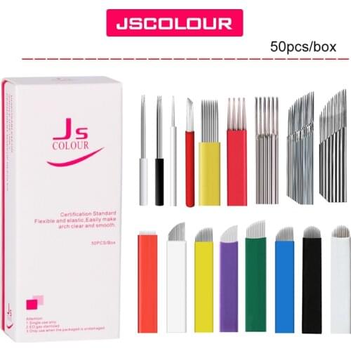 Full 7/9/11/12/14/16/17/18/21 Pins U Shape Permanent Makeup Needles Blade Round For 3D Eyebrow Tattoo Microblading Tattoo Pen