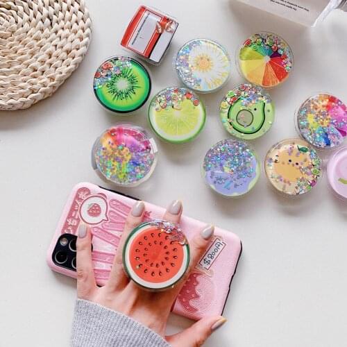 Universal mobile phone bracket fruit quicksand Phone Expanding Stand Finger Holder cartoon phone holder Stand