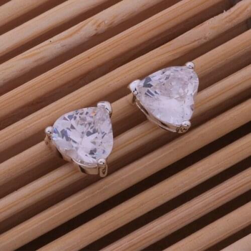 Silver plated earrings, silver fashion jewelry earrings heart shape stone /bsdakjka depalvwa AE460