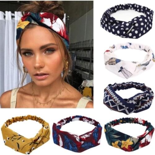 Ladies Retro Casual Fabric Hairband Cross Knot Womens Headband Casual Fabric Hairband Turban Girl Hairband Accessories