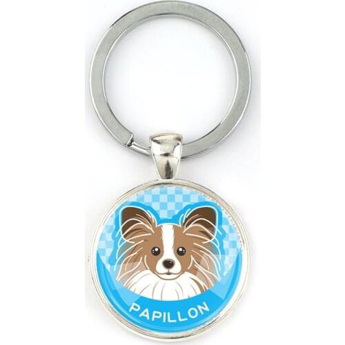 Interchangeable Vintage Metal Dog Glass Cabochon Blank Setting Keychains Key Ring DIY Personalized Jewelry Finding