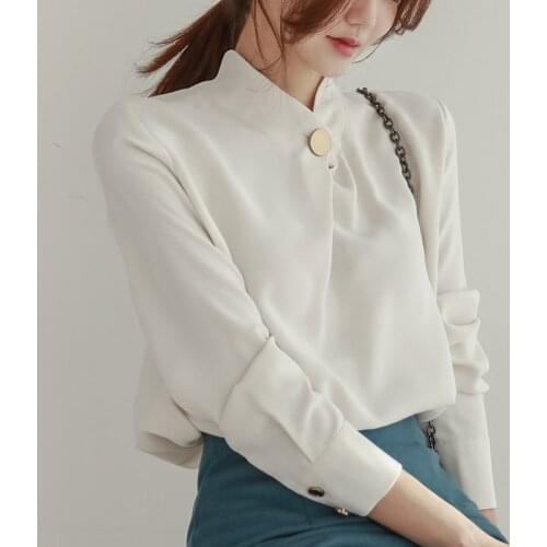 SMTHMA Stand-up Collar Blouses
