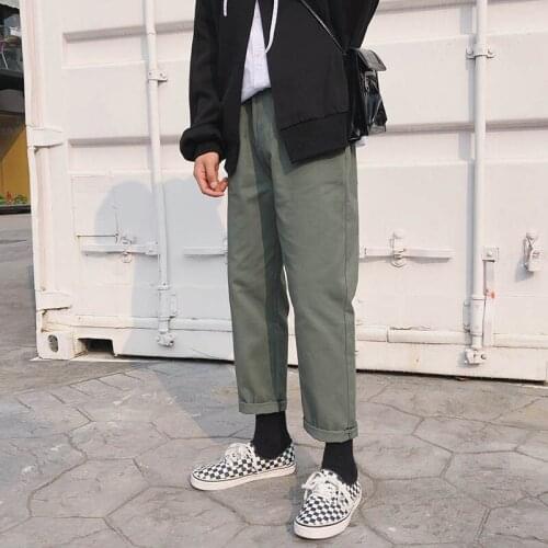 Outdoor 2019 Hiking camping hip hop straight loose Solid Cargo harem pants men teenagers ankle length trousers