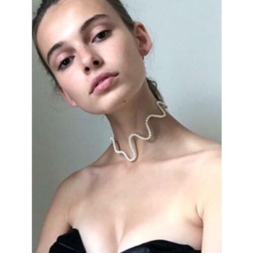 2020 Fashion Baroque Pearl Choker Necklace for Women Simple Style Bendable Handmade DIY Wedding Party Jewelry Accessories gift