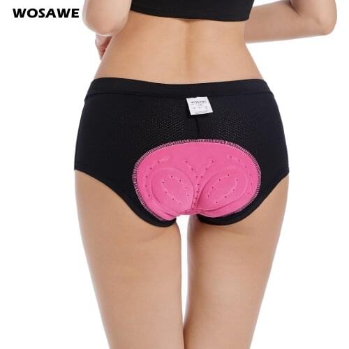 WOSAWE Womens Cycling Shorts 3D Gel Padded Breathable Underwear Bicycle Bike Underwear Downhill Bicycle Shorts Pink Black S-2XL