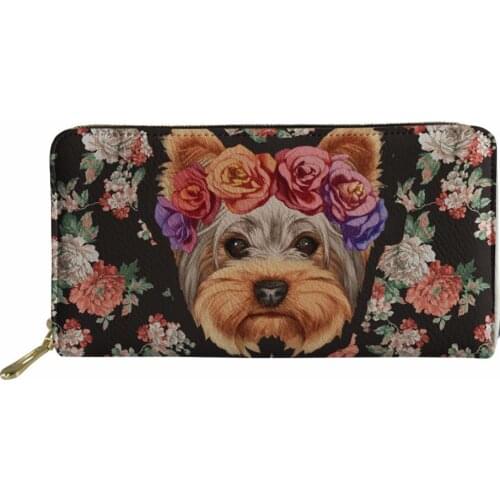 Purse PU Leather Women Cute Yorkie Printing Long Phone Cash Card Wallet Cluth Party Money Bag for Girls Coin Pocket