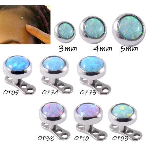 1 PC Skin Diver Surface Piercing Sex Body Jewelry G23 Titanium Opal Dermal Anchor Top Micro Dermal Anchor Piercings