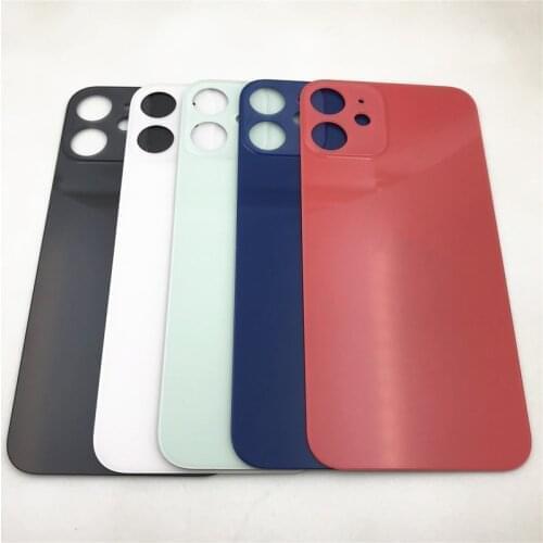 10Pcs/Lot For iPhone 12 / 12 Mini Glass Battery Cover Rear Door Housing Big Hole Camera Back Glass Replacement parts