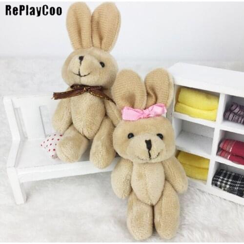 100Pcs/Lot Mini rabbit Stuffed Plush Toys 11cm Small rabbit with bow tie Stuffed Toys pelucia Pendant Kids Birthday Gift J04101