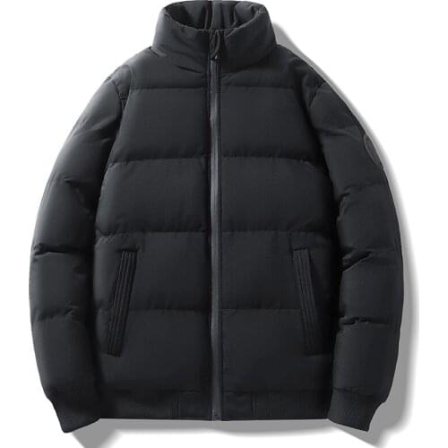 2021 Winter Coat Mens Warm Parkas Streetwear Cotton Coats Slim Male Jackets Solid Windproof Padded Coat Mens Clothing