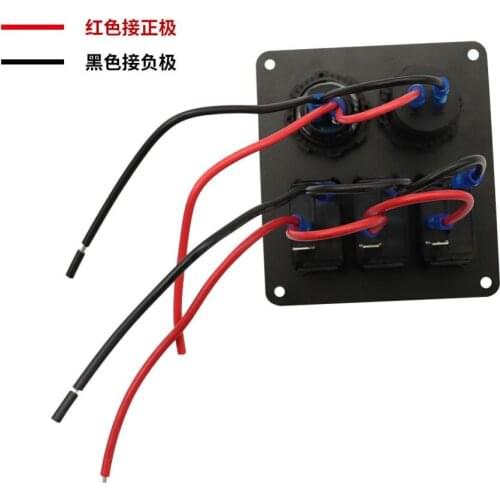 3 Gang Switch Panel with 12V-24V Voltmeter USB Charger for Boat SUV Blue
