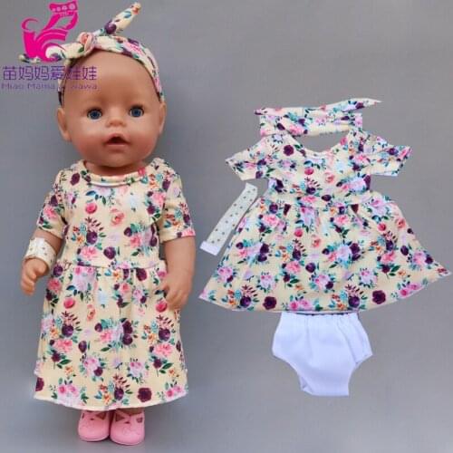 45cm 43cm reborn baby doll flower dress wrist underpants 18 inch girl doll outwear dress four in one set