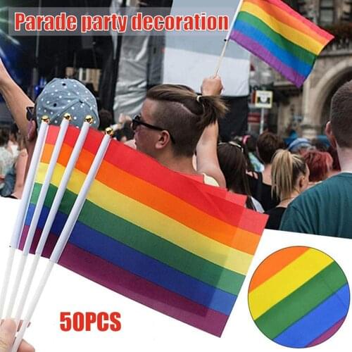 50pcs Mini Flag Hand Held Small Miniature Flags On Stick Fade Resistant Vivid and Beautiful Colors TN88