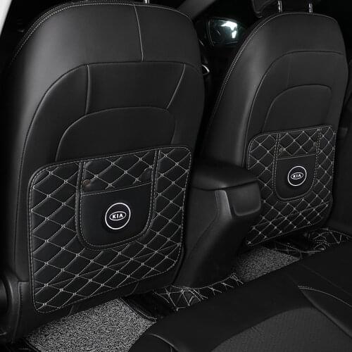 Fiber leather car seat anti-kick mat for Kia Rio K5 K7 Pride Ceed Sportage Cerato Accessories Cerato Optima Car Accessories