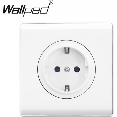White Classic Plastic EU German Wall Electric Socket Power Outlet Schuko Wallpad 16A Socket