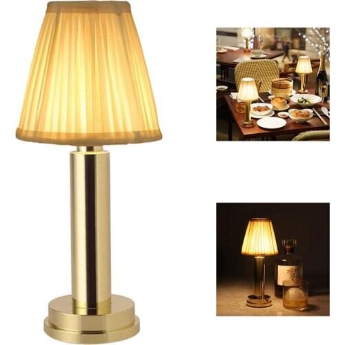 Wireless Restaurant Bar Table Night Light With Cloth Lampshade Touch Sensor Nordic Cafe KTV Bar Dinner Art Table Lamps