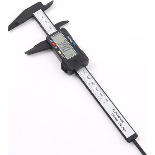 150mm 6inch LCD Digital Electronic Carbon Fiber Vernier Caliper Gauge Micrometer Measuring Tool Black
