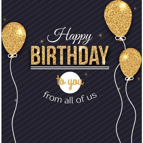 Birthday Party Banner Photography Backdrop Gold Black Sparkly Balloon Desserts Table Backdrop Photocalls Studio PhotoshootHZ1092