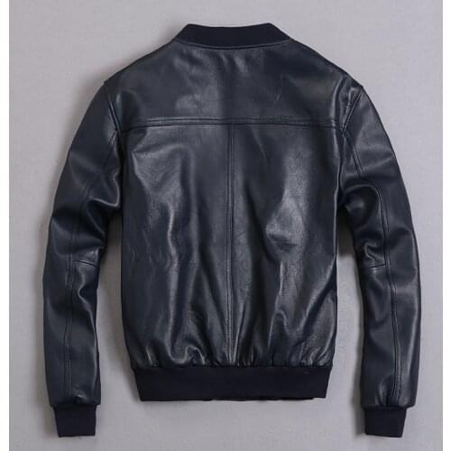 Mens Leather Jacket Sheepskin Coat Bomber Genuine Leather Jacket Men Plus Size Short Leather Jackets Veste Cuir Homme KJ2273