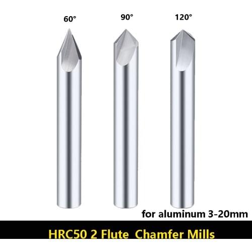 BEYOND HRC50 2 Flute Alloy Chamfering End Milling Tungsten Steel Chamfer Cutter 60° 90° 120° CNC Center for Stainless Aluminum