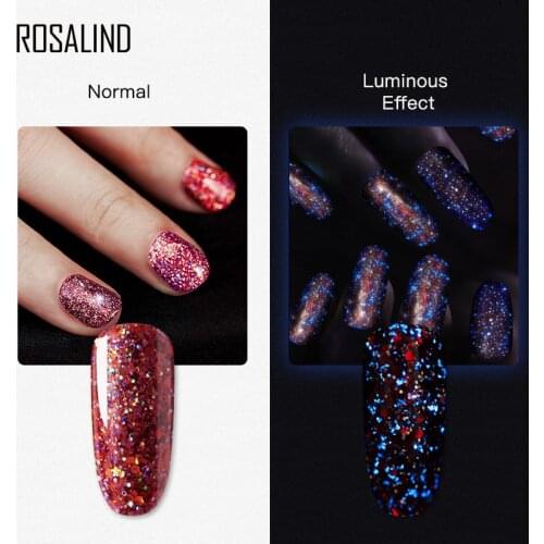 ROSALIND Gel Nail Polish Glitter Poly UV Semi Permanent Manicure For Manicure Hybrid Varnishes For Nail Art Top Base Coat