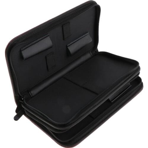 PU Leather 2 Layered Hair Scissors Shears Combs Clips Hairdressing Salon Barber Tools Pouch Holster Case Zipper Organizer Bag