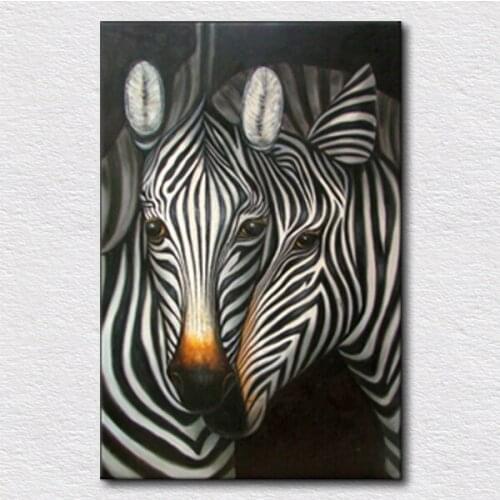 Hand painted Giraffe twins modern sofa wall painting Hot Selling Fine picture Animal Oil Painting On Canvas