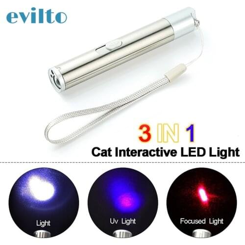 3 IN 1 Mini Red Laser Pointer Flashlight USB Rechargeable For Cat Pet Training Tools LED Flashlight Multifunction Lamp