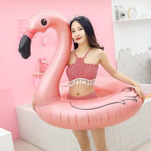 Inflatable Flamingo Float Swimming Ring Sequined Rose Gold Unicorn Pool Float Child Seat Air Mattresse Water Toys