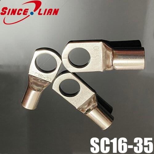 20PCS Cable Lugs Terminal Copper Block Wire 10mm Connectors Terminals for Battery Wire Ear Copper Nose Peep Nose SC16 SC25 SC35