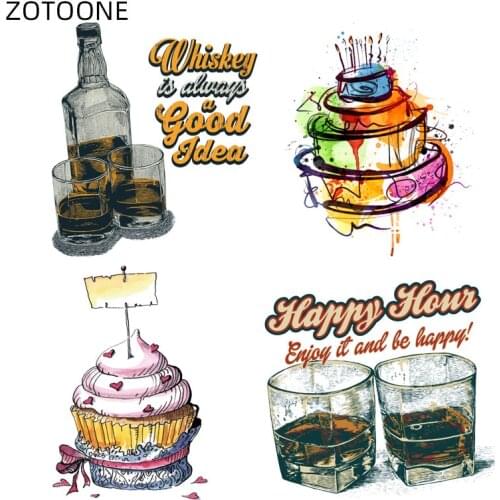 ZOTOONE Cake Patches Iron on Transfer for Clothing DIY Applique Letter Patch for Kids Washable Thermal Wine Drink Stickers E
