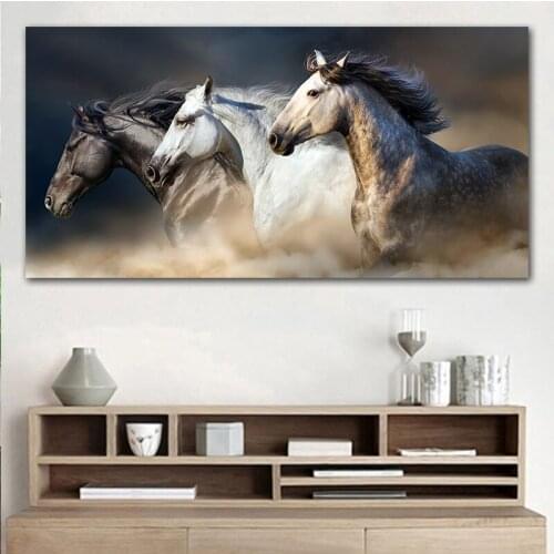 Canvas Painting Wall Art Print Poster 1 Panel The Running Horse Animal Modular Pictures For Living Room Cuadros Home Decoration