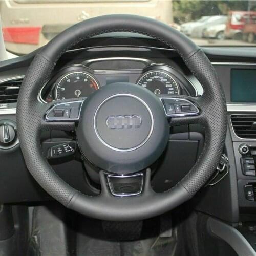 New Anti Slip Leather Steering Wheel Cover For Audi A1 A2 A3 A5 A4 A6 A7 Q2 Q3 Q4 Q5 Q7 Q8