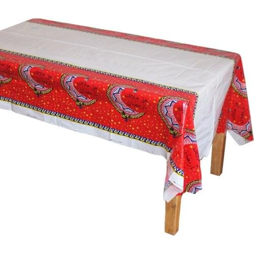 Disposable Plastic Table Cloths Eid Mubarak Ramadan Table Cover Tablecloth Waterproof For Moslem IslamismDecoration 180*108cm