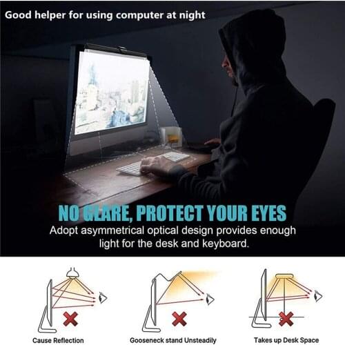 Computer Monitor Light Bar No Screen Glare Led e-Reading Lamp with Clip,USB Powered Eye Health Care Light
