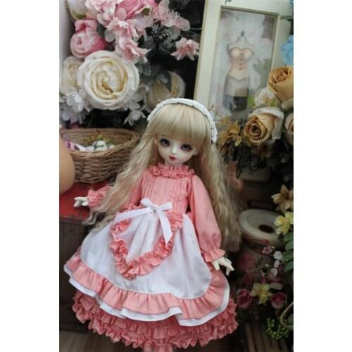 BJD doll dress suitable for 1/3 1/4 1/6 Size Fashion Suit Pink Sweet Court Apron Doll Accessories (Skirt + Tiara)