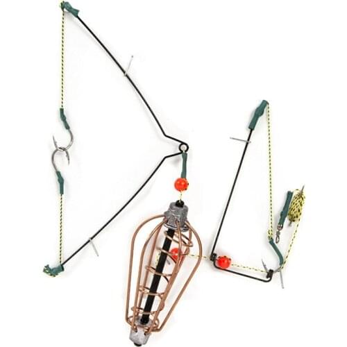Fishing Bait Cage Fish Bait Lure Copper Trap Basket Feeder Holder With Hooks Fishing Tackle Accessories
