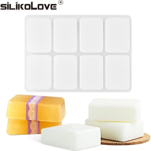 SILIKOLOVE 8 Cavity Rectangle Silicone Mold for DIY Soap Making Homemade Silicone Soap Mold Loaf Soap Form