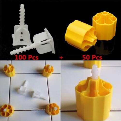 High Quality Floor Tile Leveling System 50 Caps + 100 Cross Spacers Plastic Flooring Tool Kit