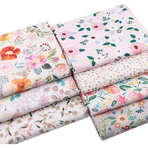 Flower Printed Textile,Twill Cotton Sewing Fabrics Making Womens Girls Dresses Children Clothing Blankets DIY Cloth, Half Meter