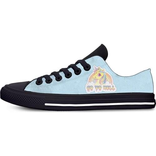 Hail Satan unicorn Rainbow Heavy Metal Funny Cute Casual Canvas Shoes Low Top Lightweight Breathable 3D Print Men women Sneakers
