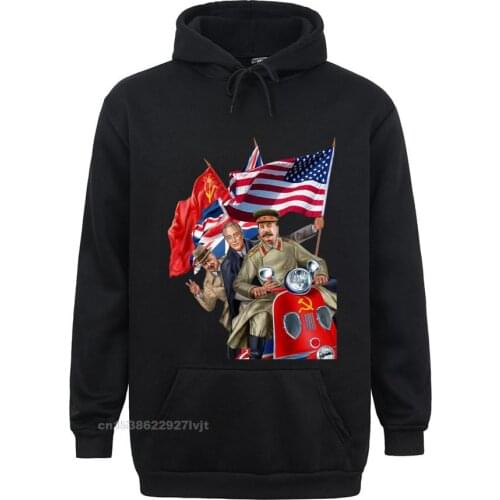 Stalin Roosevelt Churchil On Soviet Union Scooter Hoodie Hoodie Oversized Fitness Tight Cotton Male Tops Shirts Funny
