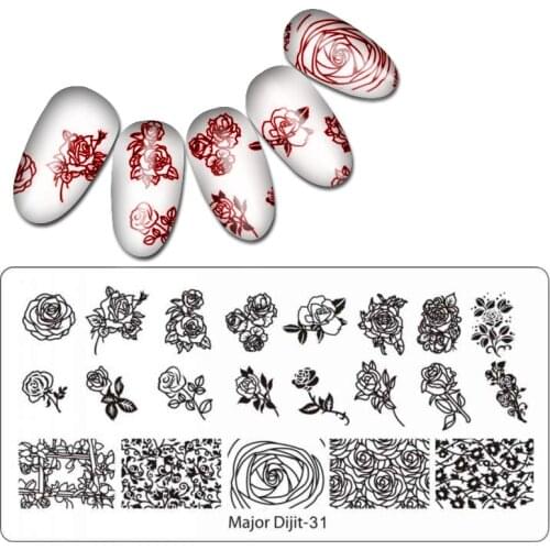 Major Dijit Nail Stamping Plates 3D Flower Animal Pattern Nail Art Stamp Stamping Template Image Plate stencils for nails